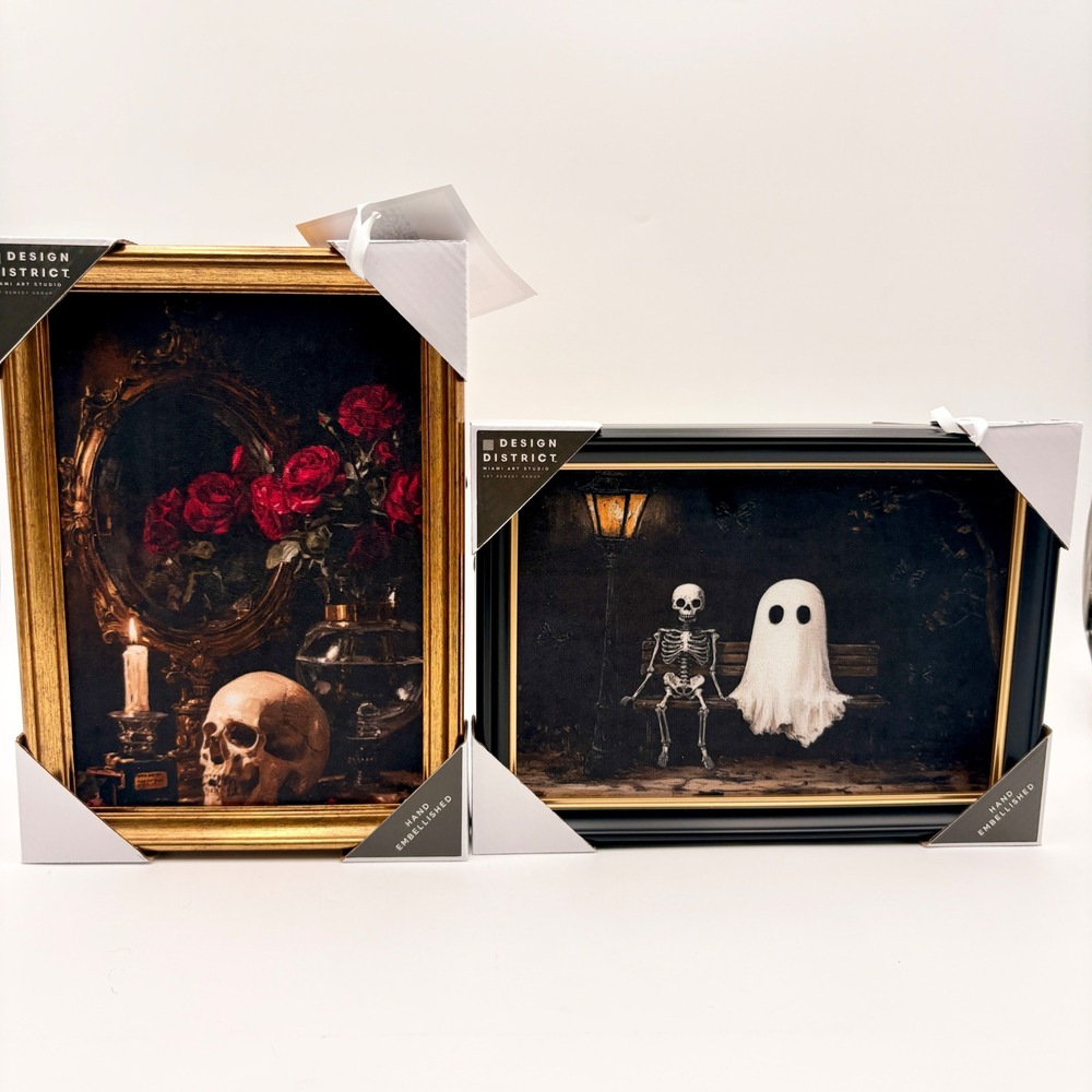 Design District Art Studio Velvet Gothic Skull Roses & Ghost Skeleton Art Set